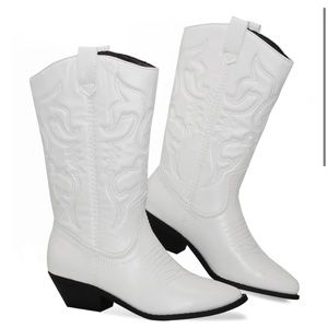 White Cowboy Boots Size 9